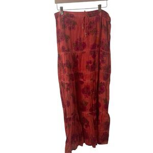 Raga Anthropologie Floral Maxi Skirt in Red and Pink Size Small